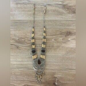Vintage Peruvian Bamboo /Stone Necklace